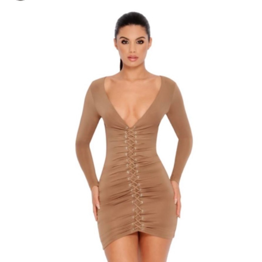 Oh Polly Ruched Dress - Mocha
